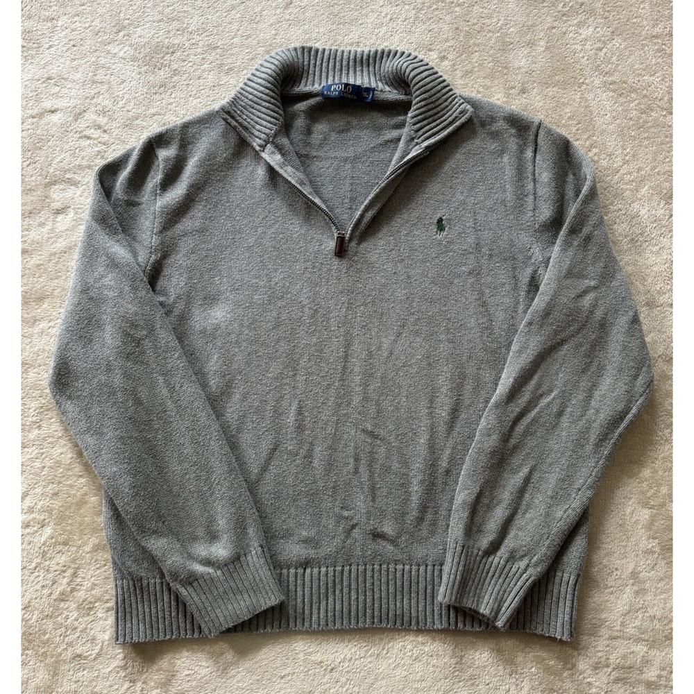 Polo Ralph Lauren Men's 1/4 Zip Up Pullover Sweater Gray Size XL